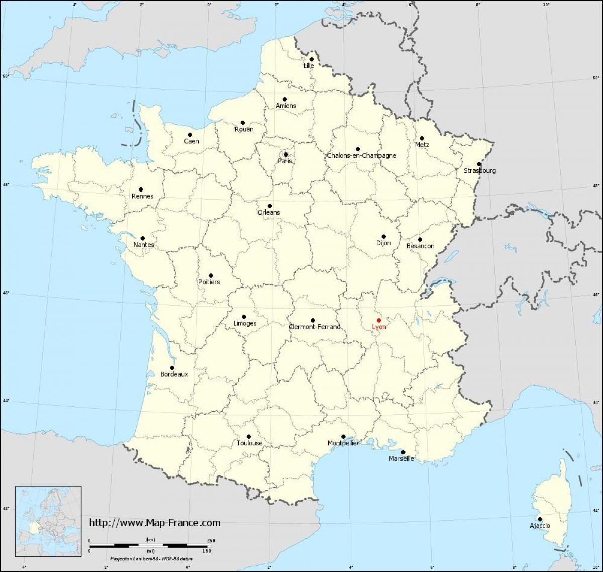 πού είναι Λυών, γαλλία χάρτης