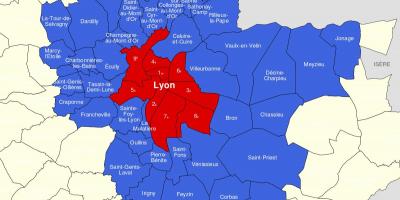 Χάρτης της Λυών περιοχή