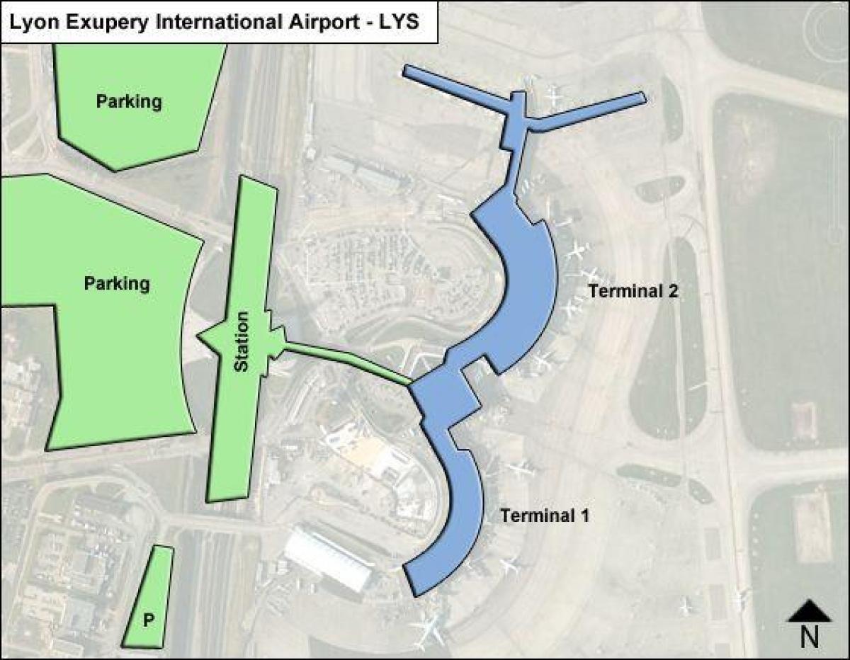 Χάρτης της Λυών τερματικό σταθμό του αεροδρομίου