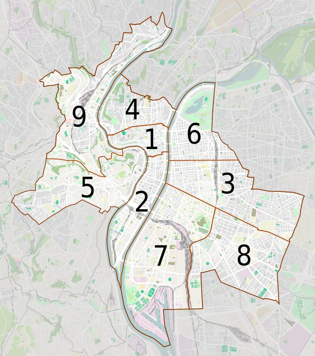 χάρτης της Λυών γειτονιά
