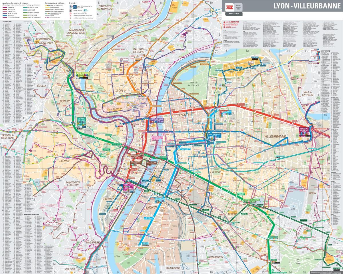 Λυών γαλλία με λεωφορείο χάρτη