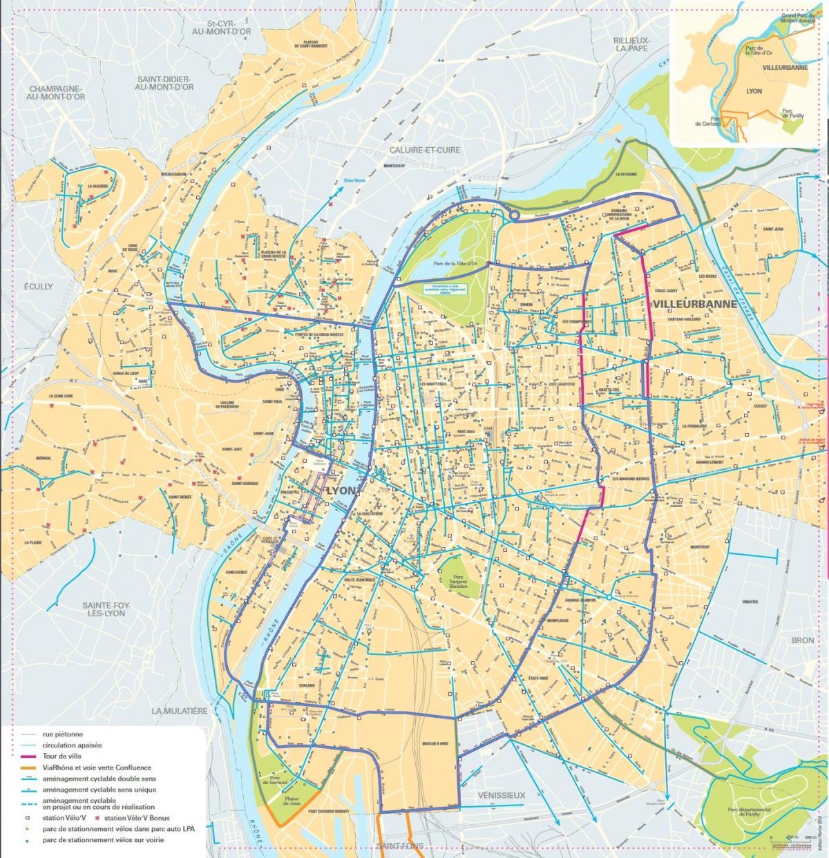 χάρτης της Λυών ποδήλατο