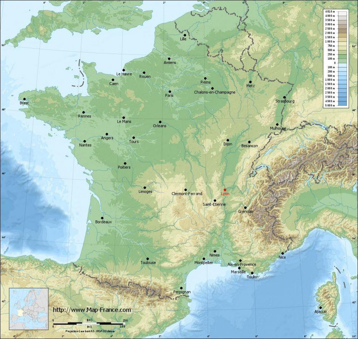 Λυών γαλλία χάρτη της πόλης