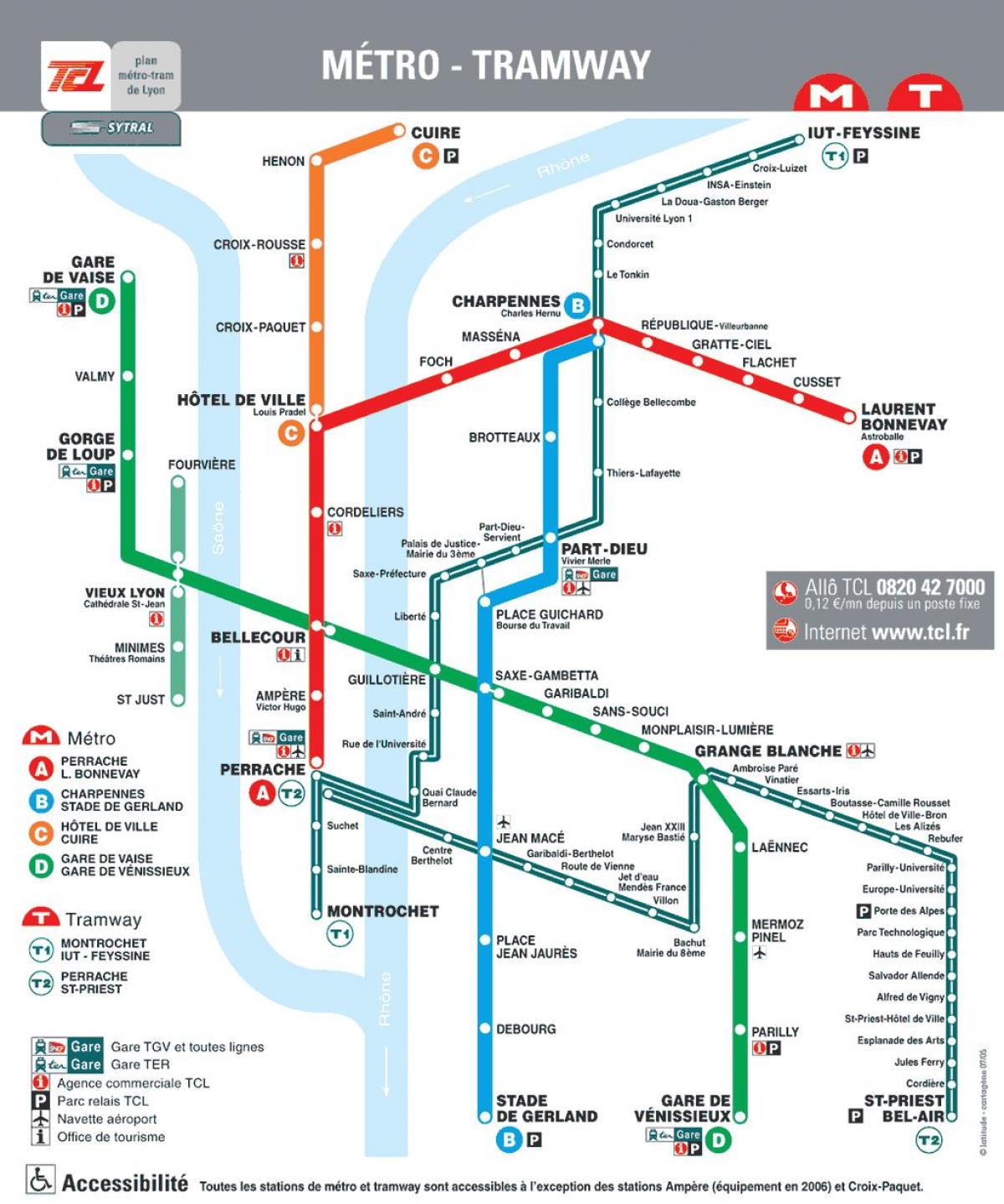 χάρτης του μετρό της Λυών