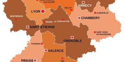 Λυών περιοχή χάρτη της γαλλίας